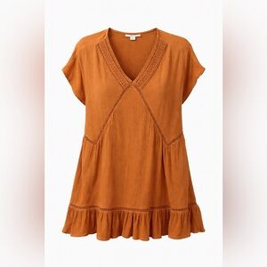 O’Neill Rust Boho Crochet Ruffle Tunic